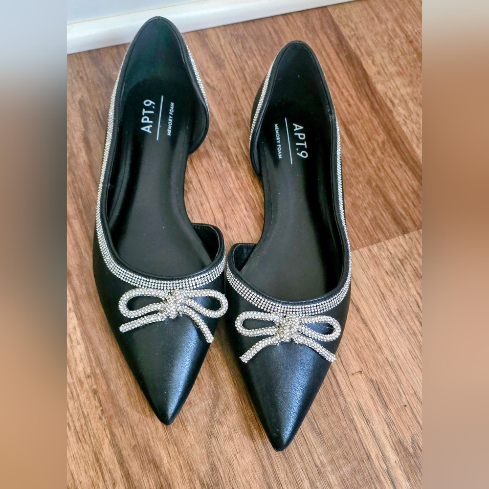 Apt. 9 Black Flats with Silver Embellishments